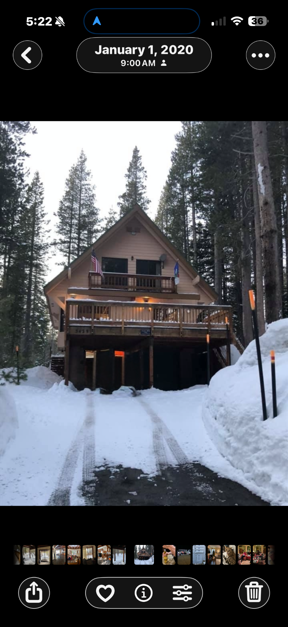 A-frame cabin in winter